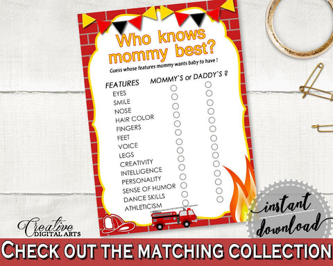 Who Knows Mommy Best Baby Shower Who Knows Mommy Best Fireman Baby Shower Who Knows Mommy Best Red Yellow Baby Shower Fireman Who LUWX6 - Digital Product
