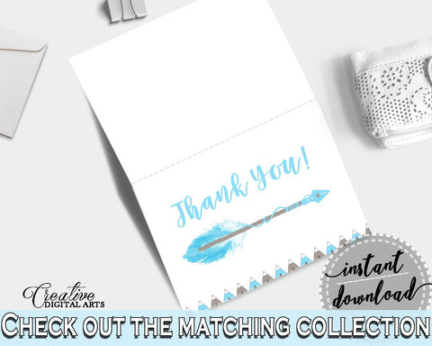 Thank You Card Baby Shower Thank You Card Aztec Baby Shower Thank You Card Blue White Baby Shower Aztec Thank You Card - QAQ18 - Digital Product