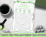 Baby Shower boy girl WORD SEARCH game with chevron green theme printable, digital files, Jpg Pdf, instant download - cgr01