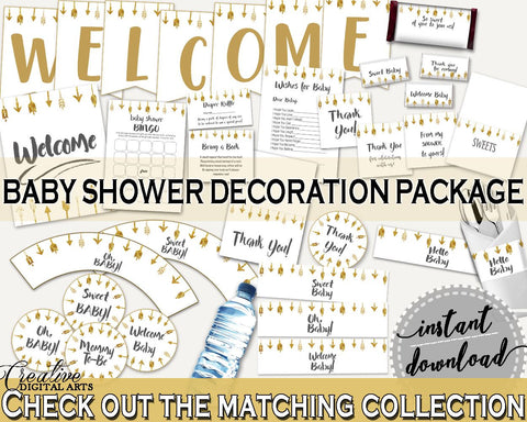 Decorations Baby Shower Decorations Gold Arrows Baby Shower Decorations Baby Shower Gold Arrows Decorations Gold White party plan, pdf I60OO - Digital Product