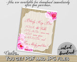 Roses On Wood Bridal Shower Bloody Mary Bar Sign in Pink And Beige, cocktail bar sign, light shower, paper supplies, shower activity - B9MAI - Digital Product