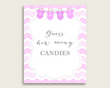 Pink White Candy Guessing Game, Chevron Baby Shower Girl Sign And Cards, Guess How Many Candies, Candy Jar Game, Jelly Beans, Instant cp001