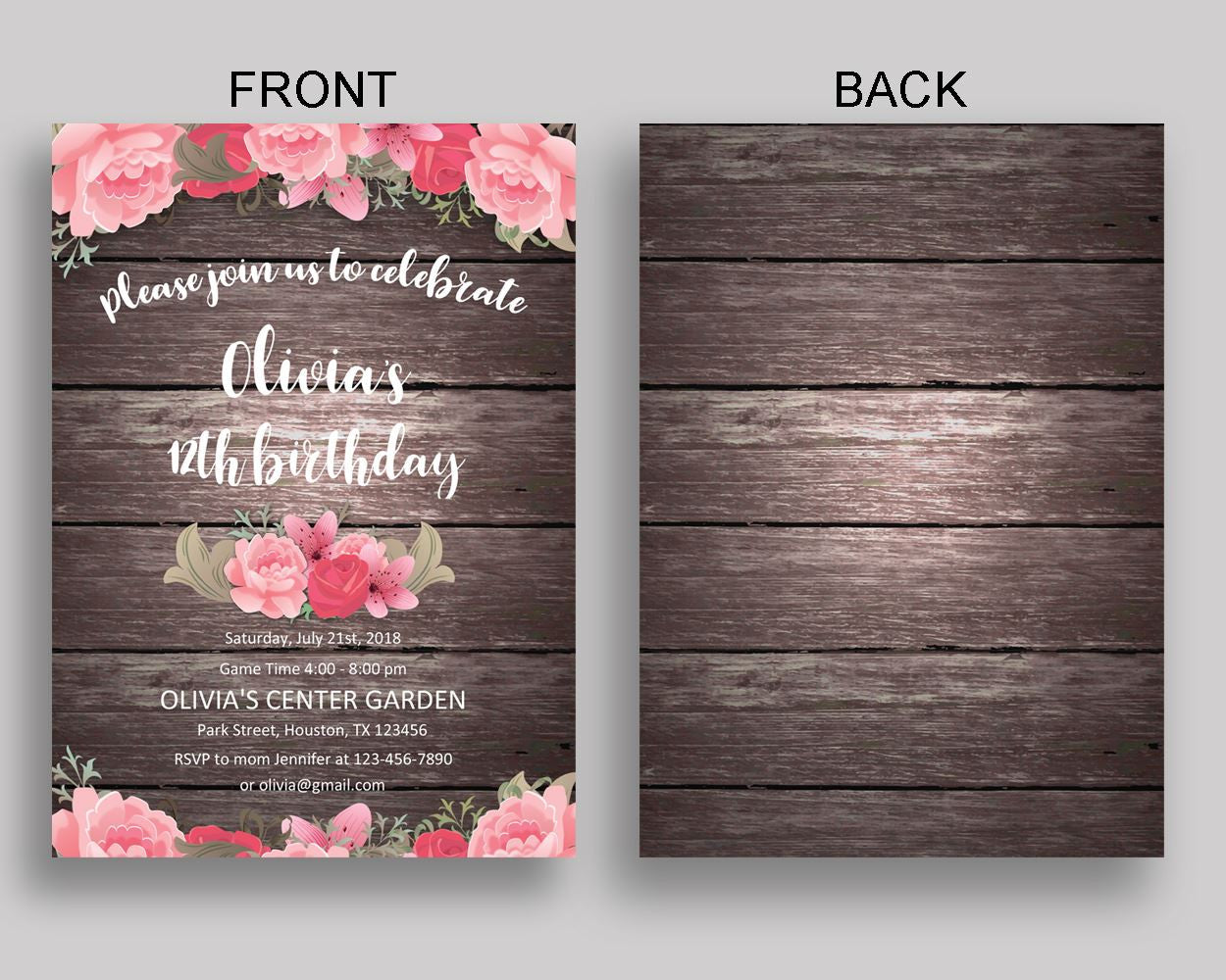 Rustic Wood Birthday Invitation Rustic Wood Birthday Party Invitation Rustic Wood Birthday Party Rustic Wood Invitation Girl BVMD4 - Digital Product