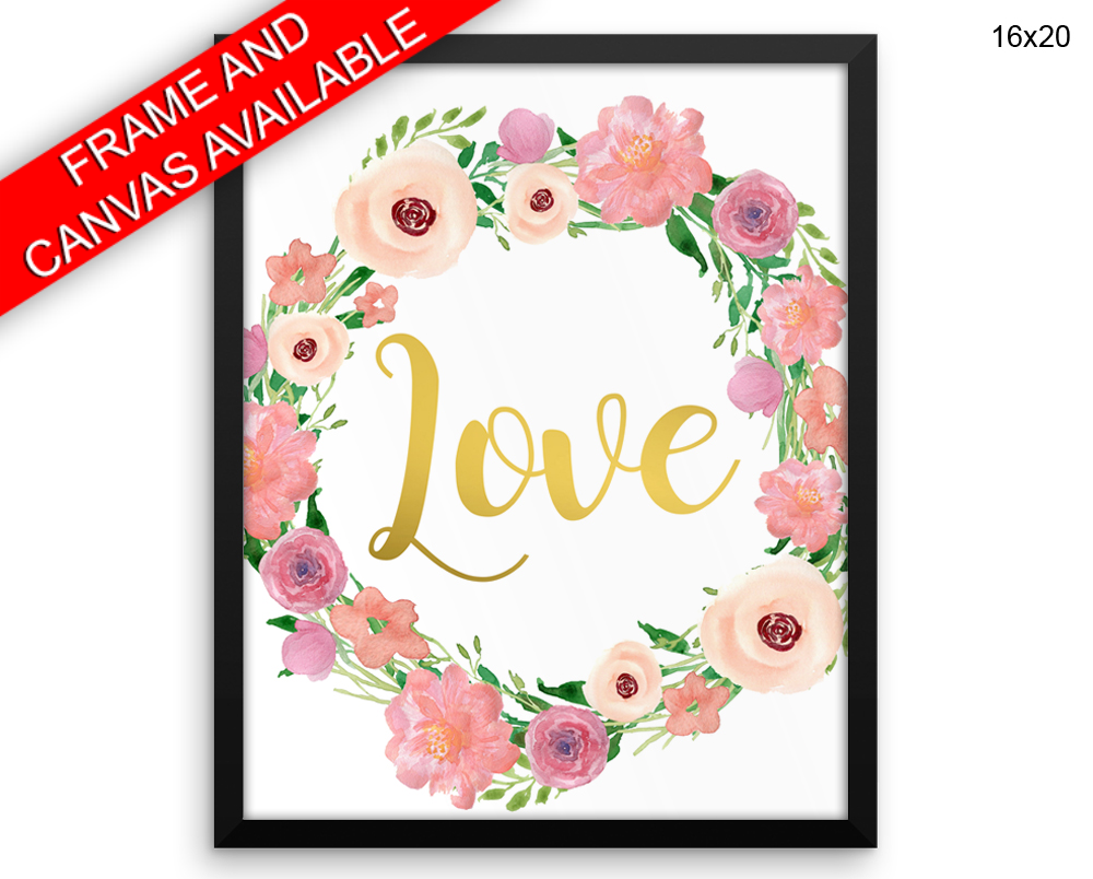 Romantic Print, Beautiful Wall Art with Frame and Canvas options available Love Decor