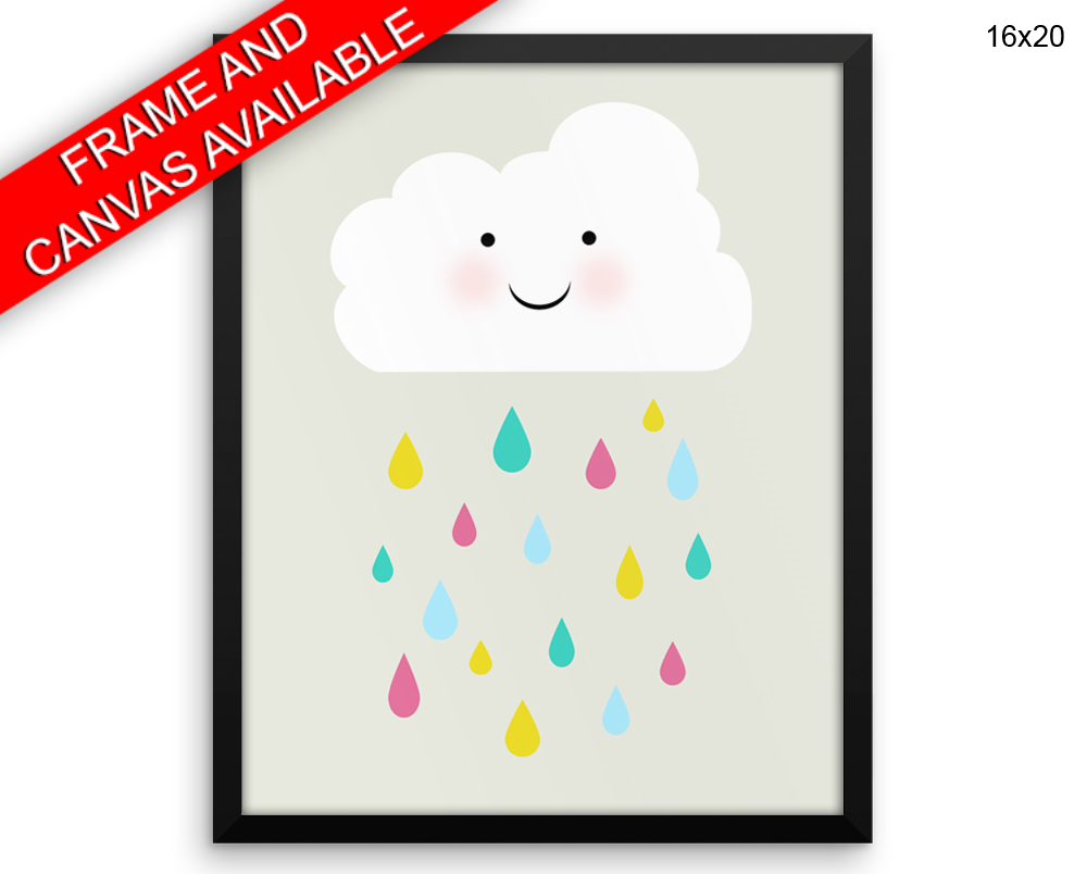 Cloud Drops Print, Beautiful Wall Art with Frame and Canvas options available Nursery Decor