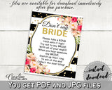 Black And Gold Flower Bouquet Black Stripes Bridal Shower Theme: Don't Say Bride - dont say bride sign, party ideas, party décor - QMK20 - Digital Product
