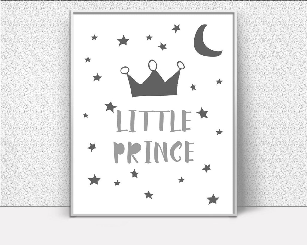 Wall Decor Prince Printable Crown Prints Prince Sign Crown Nursery Art Crown Nursery Print Prince Printable Art Prince moon and stars - Digital Download