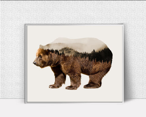 Wall Decor Bear Printable Bear Prints Bear Sign Bear Bear_ Gift Art Bear Bear_ Gift Print Bear Printable Art Bear Multiple Exposure - Digital Download
