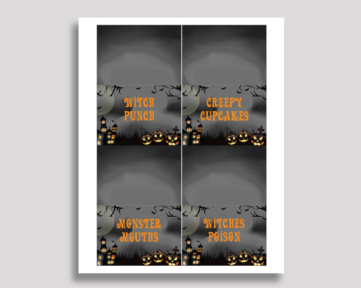 Halloween Bash Halloween Birthday Party Food Tent, Black Orange Halloween Tent Cards, Halloween Bash Food Table Labels, Boy Girl LXRNF