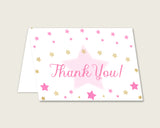 Pink Gold Thank You Cards Printable, Twinkle Star Baby Shower Thank You Notes, Girl Shower Thank You Folded, Instant Download, bsg01