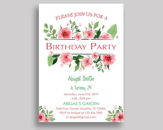 Watercolor Floral Birthday Invitation Watercolor Floral Birthday Party Invitation Watercolor Floral Birthday Party Watercolor Floral 7ZEIV - Digital Product