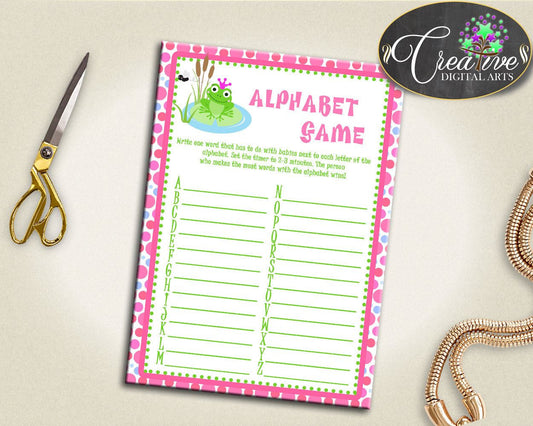 Baby Shower Dots Green And Pink Words Game Smart Activity ALPHABET GAME, Party Supplies, Paper Supplies, Digital Download - bsf01 - Digital Product