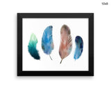 Watercolor Feathers Print, Beautiful Wall Art with Frame and Canvas options available Living Room
