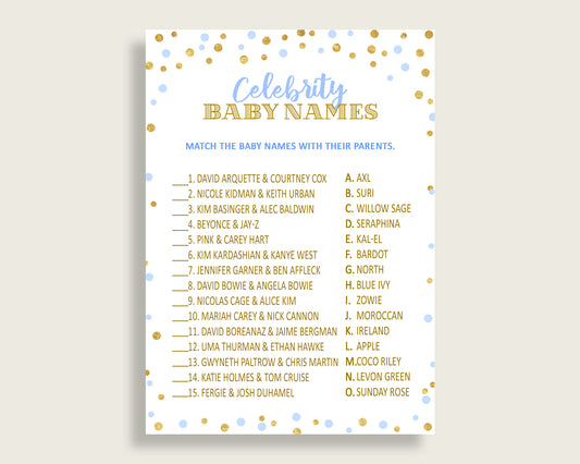 Celebrity Baby Names Baby Shower Celebrity Baby Names Confetti Baby Shower Celebrity Baby Names Blue Gold Baby Shower Confetti cb001