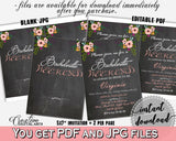 Chalkboard Flowers Bridal Shower Bachelorette Weekend Invitation Editable in Black And Pink, bash weekend, customizable files - RBZRX - Digital Product