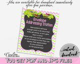 ADDRESS STATION baby shower sign with green alligator and pink color theme, instant download - ap001