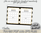 Baby Shower printable BINGO GIFT cards game with black strips printable and glitter gold title, Jpg Pdf, instant download - bs001