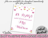 Gold And Pink Glitter Hearts Bridal Shower Theme: Days Until Becomes - countdown to mrs,  valentine shower, customizable files - WEE0X - Digital Product