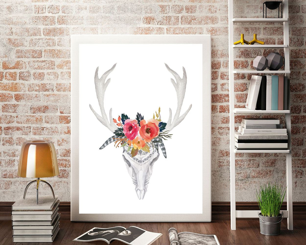 Wall Decor Antlers Printable Skull Prints Antlers Sign Skull Animal Art Skull Animal Print Antlers Printable Art Antlers boho watercolor - Digital Download