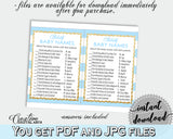 CELEBRITY BABY NAMES baby shower game with blue and white stripes theme, glitter gold, digital files, Jpg Pdf, instant download - bs002