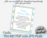 ENVELOPE ADDRESSING STATION baby shower sign with gold glitter title and blue and white stripes for boys, instant download - bs002