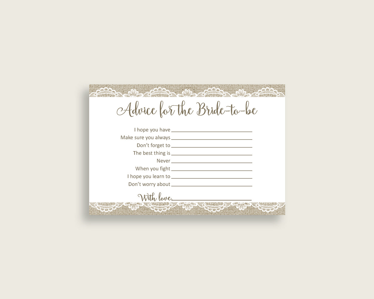 Advice Cards Bridal Shower Advice Cards Burlap And Lace Bridal Shower Advice Cards Bridal Shower Burlap And Lace Advice Cards Brown NR0BX