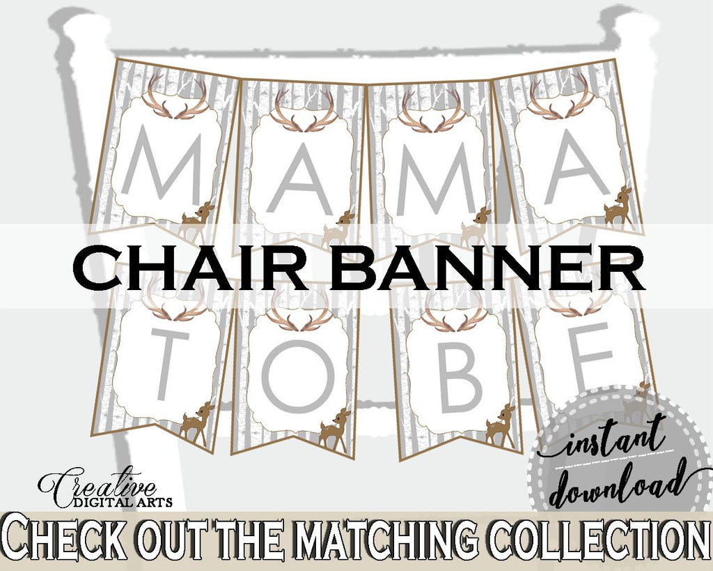Chair Banner Baby Shower Chair Banner Deer Baby Shower Chair Banner Baby Shower Deer Chair Banner Gray Brown party ideas - Z20R3 - Digital Product