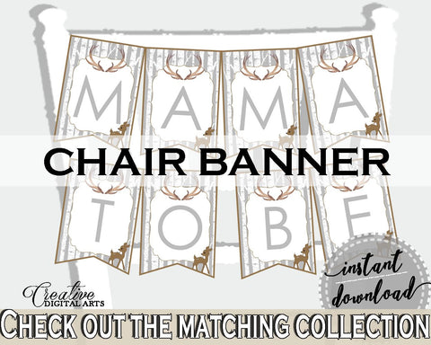 Chair Banner Baby Shower Chair Banner Deer Baby Shower Chair Banner Baby Shower Deer Chair Banner Gray Brown party ideas - Z20R3 - Digital Product