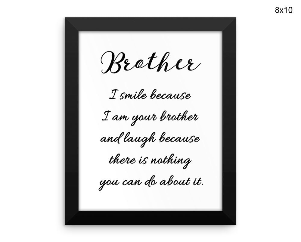 Definition Brother Print, Beautiful Wall Art with Frame and Canvas options available Family Decor