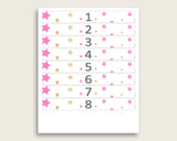 Pink Gold Twinkle Star Guess The Baby Food Game Printable, Girl Baby Shower Food Guessing Game Activity, Instant Download, Cute Stars bsg01