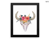 Bull Skull Print, Beautiful Wall Art with Frame and Canvas options available  Decor