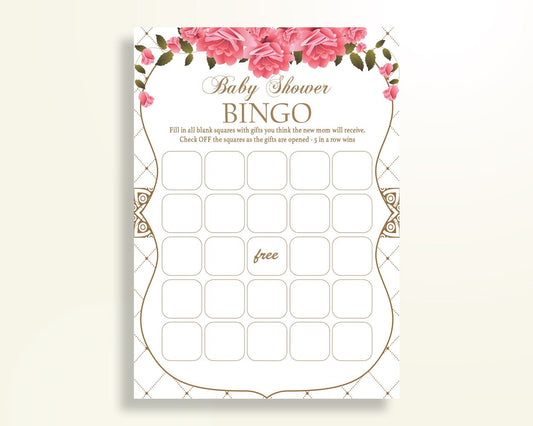 Empty Bingo Baby Shower Empty Bingo Roses Baby Shower Empty Bingo Baby Shower Roses Empty Bingo Pink White party plan party ideas U3FPX - Digital Product