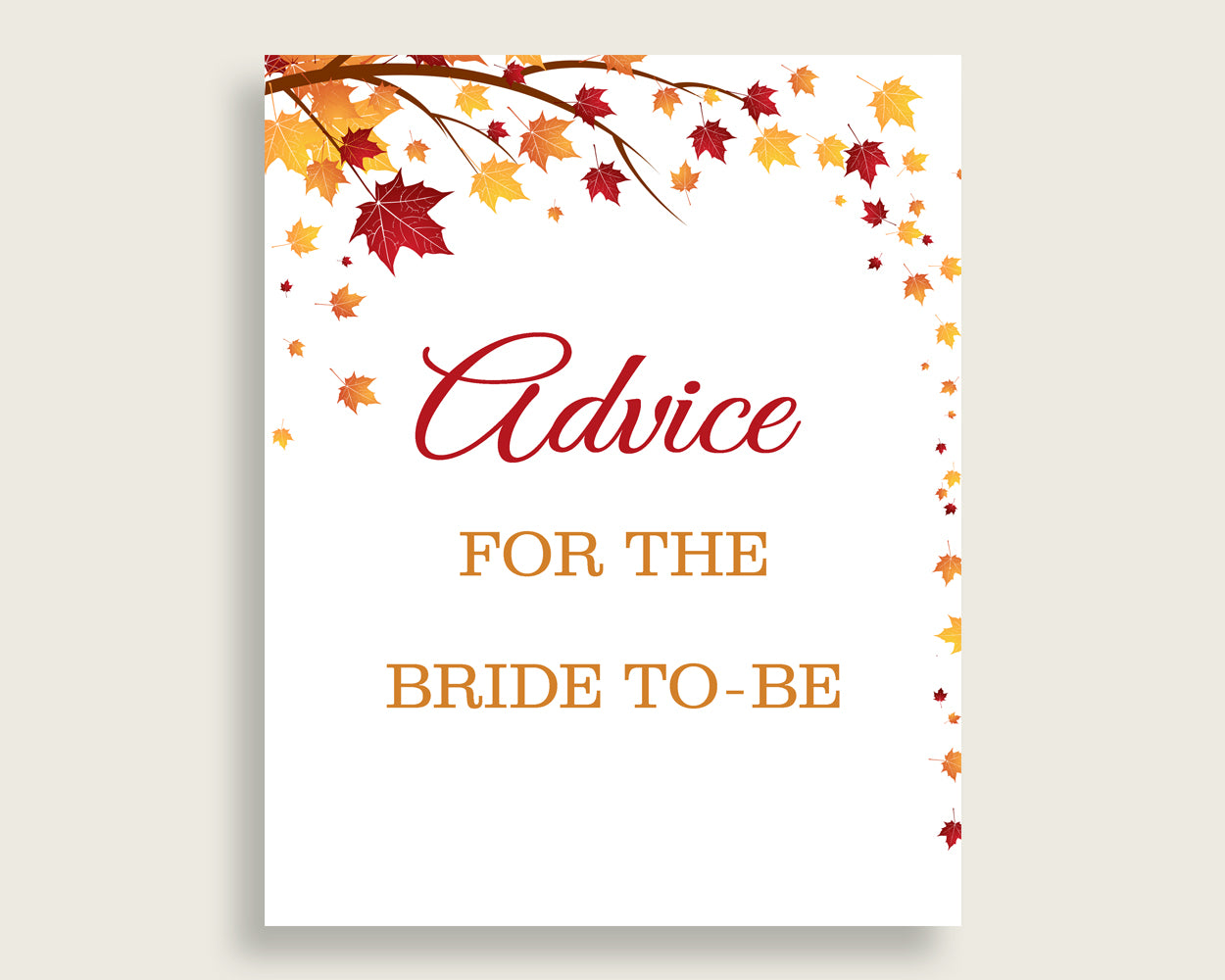 Advice Cards Bridal Shower Advice Cards Fall Bridal Shower Advice Cards Bridal Shower Autumn Advice Cards Brown Yellow party stuff YCZ2S