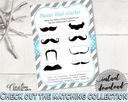 Name That Stache, Baby Shower Name That Stache, Mustache Baby Shower Name That Stache, Baby Shower Mustache Name That Stache Blue 9P2QW - Digital Product