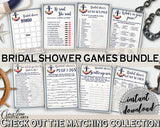 Navy Blue Nautical Anchor Flowers Bridal Shower Theme: Games Bundle - bride games, shipping shower, bridal shower idea, party ideas - 87BSZ - Digital Product