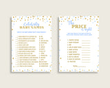 Games Baby Shower Games Confetti Baby Shower Games Blue Gold Baby Shower Confetti Games prints instant download printable pdf jpg cb001