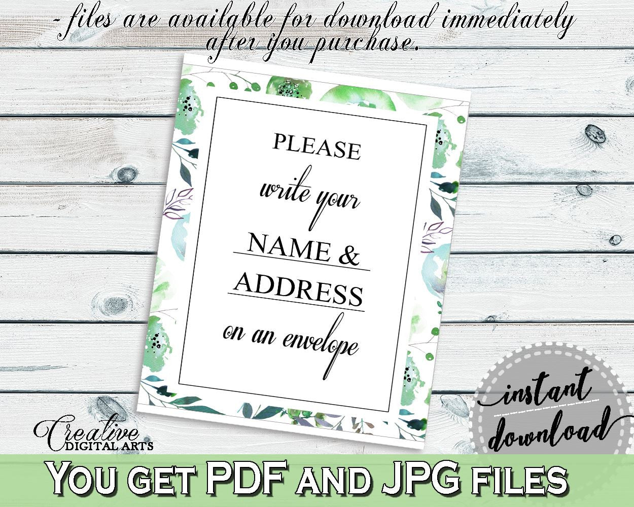 Addressing Sign Bridal Shower Addressing Sign Botanic Watercolor Bridal Shower Addressing Sign Bridal Shower Botanic Watercolor 1LIZN - Digital Product