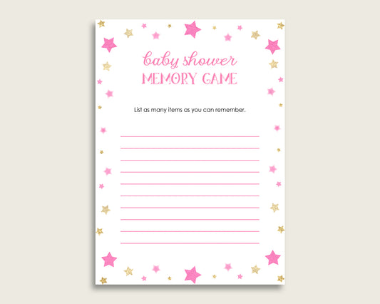 Twinkle Star Baby Shower Memory Game, Pink Gold Memory Guessing Game Printable, Baby Shower Girl, Instant Download, Most Popular bsg01