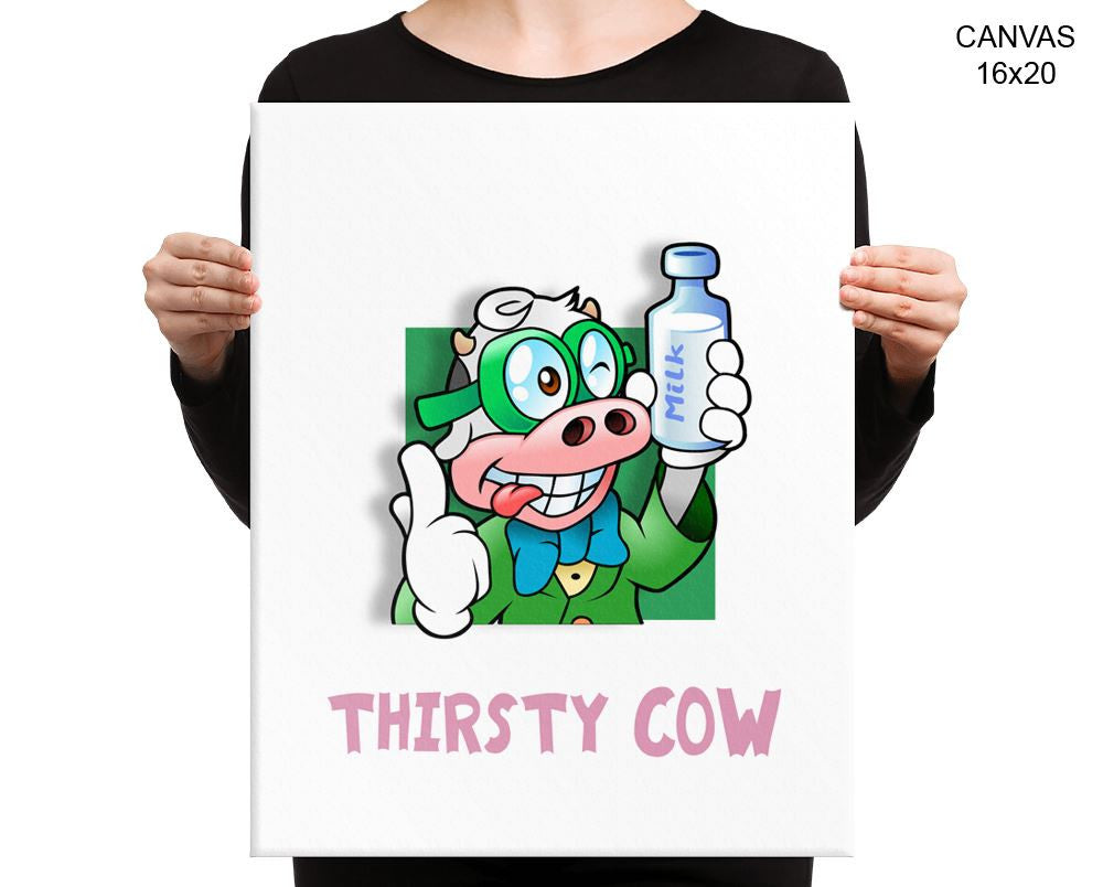 Thirsty Cow Print, Beautiful Wall Art with Frame and Canvas options available Kitchen Decor