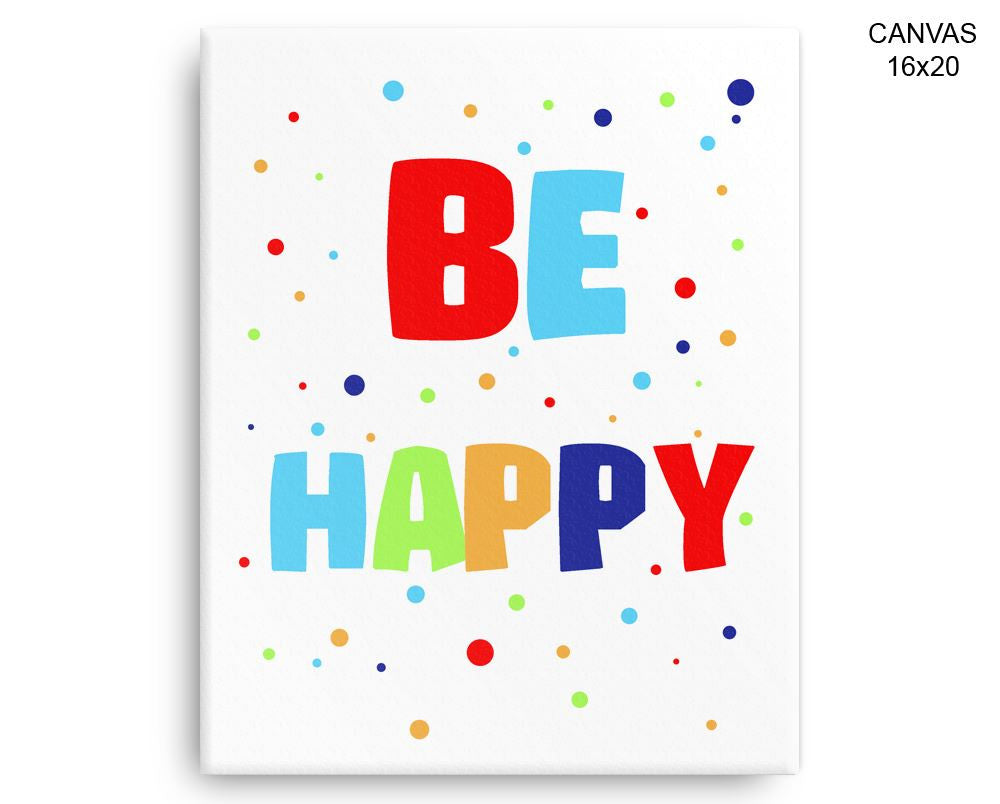 Colorful Happy Print, Beautiful Wall Art with Frame and Canvas options available Nursery Decor