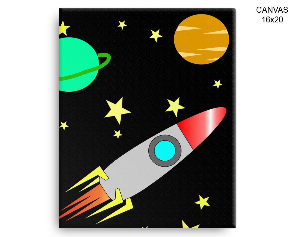 Rocket Stars Print, Beautiful Wall Art with Frame and Canvas options available Kids Room Decor