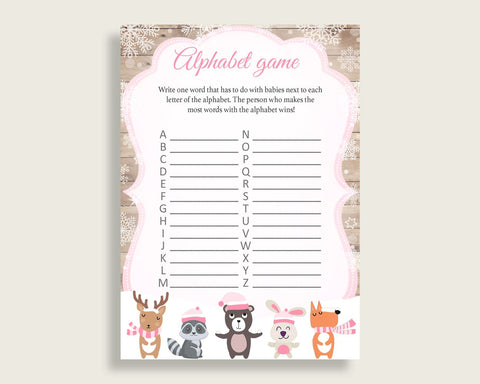 Alphabet Game Baby Shower Abc Game Forest Girl Baby Shower Alphabet Game Baby Shower Forest Girl Abc Game Pink White party plan OBJUF - Digital Product