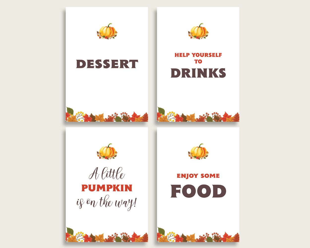 Table Signs Baby Shower Table Signs Fall Baby Shower Table Signs Baby Shower Pumpkin Table Signs Orange Brown digital download BPK3D - Digital Product