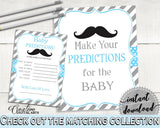 Baby Predictions, Baby Shower Baby Predictions, Mustache Baby Shower Baby Predictions, Baby Shower Mustache Baby Predictions Blue Gray 9P2QW - Digital Product