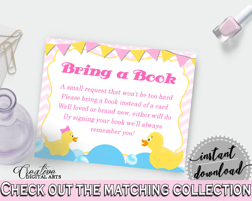 Bring A Book Baby Shower Bring A Book Rubber Duck Baby Shower Bring A Book Baby Shower Rubber Duck Bring A Book Purple Pink prints rd001
