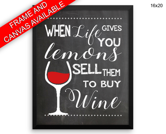 Wine Print, Beautiful Wall Art with Frame and Canvas options available Funny Decor