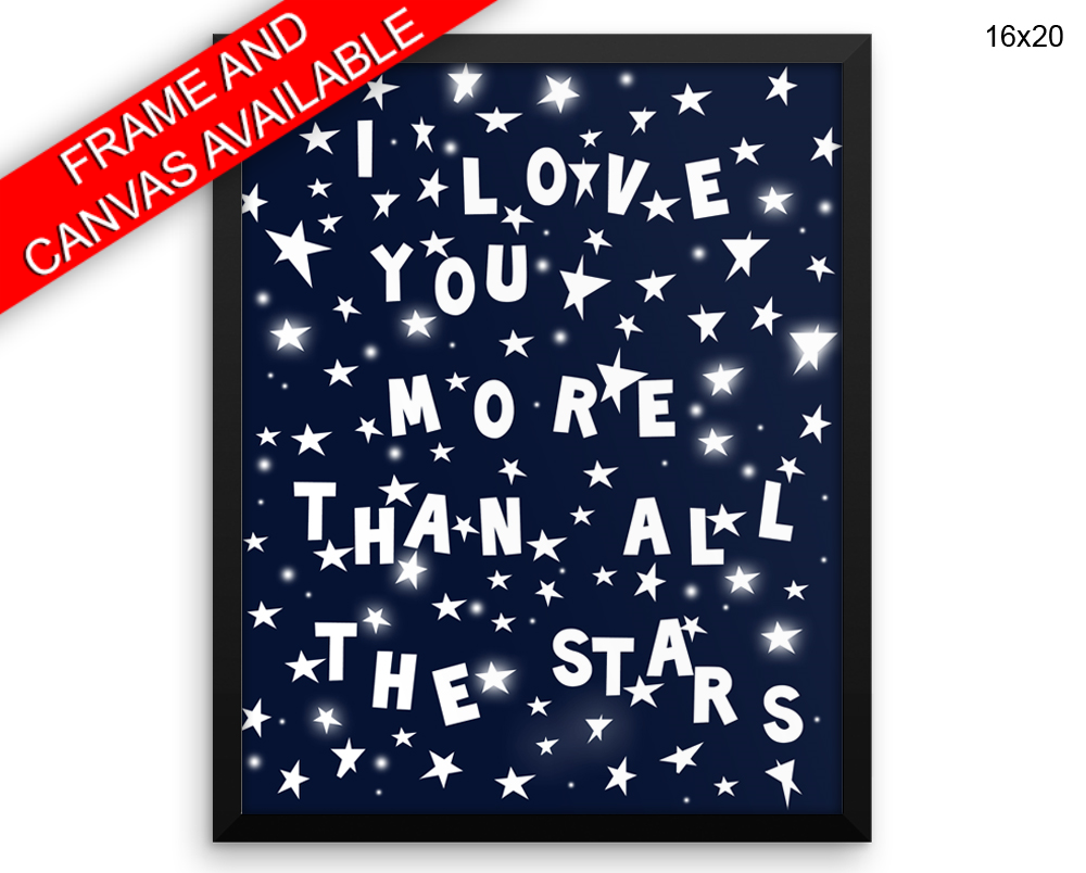 Blue Stars Print, Beautiful Wall Art with Frame and Canvas options available Nursery Decor