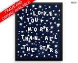 Blue Stars Print, Beautiful Wall Art with Frame and Canvas options available Nursery Decor