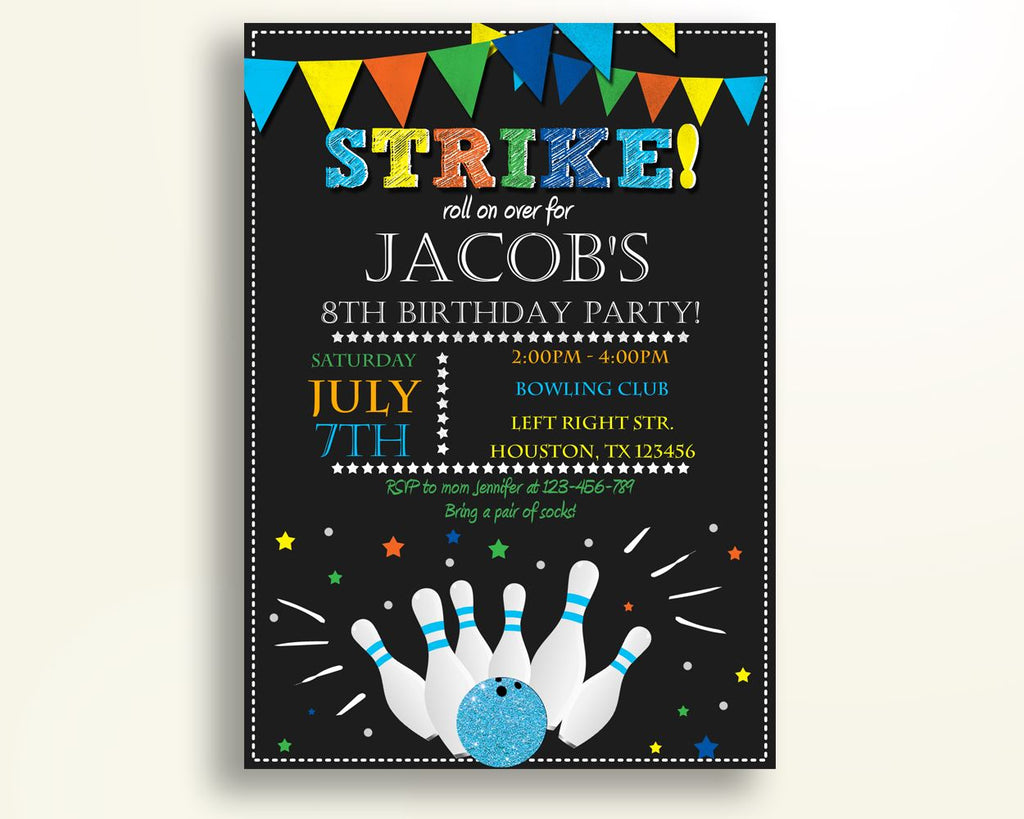 Bowling Party Birthday Invitation Bowling Party Birthday Party Invitation Bowling Party Birthday Party Bowling Party Invitation Boy 2QJSM - Digital Product