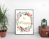 Wall Decor Be Happy Printable Be Happy Prints Be Happy Sign Be Happy Inspirational Art Be Happy Inspirational Print Be Happy Printable Art - Digital Download